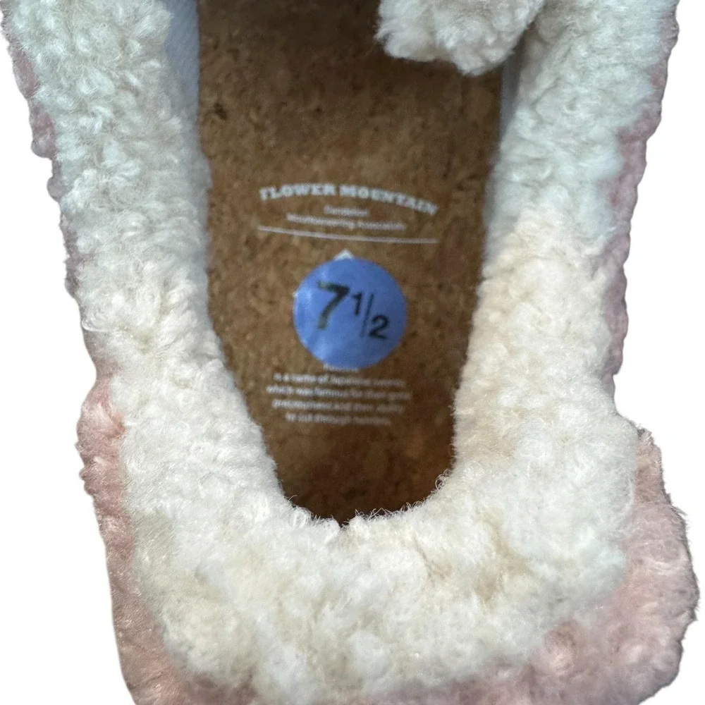Flower Mountain Shoes‎ Womens Size 7.5 White Pink Sherpa Suede Trail FM36-3-035